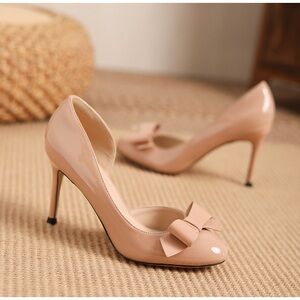 Chic Bow Detail Nude Heels